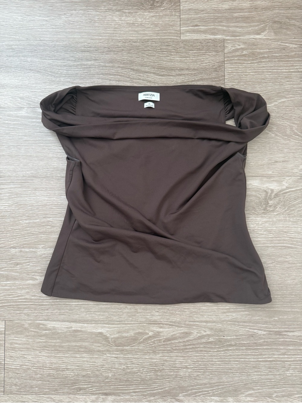 Aritzia Brown Off-Shoulder contour Top